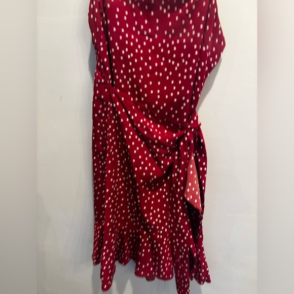 Princess Polly Burgundy Polka Dot Mini Dress short ruffle cottage core vacation - Picture 4 of 12